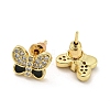 Butterfly Real 18K Gold Plated Brass Stud Earrings EJEW-L269-094G-01-2