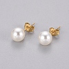 Plastic Imitation Pearl Stud Earrings STAS-D0001-03-2