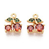 Brass Micro Pave Clear Cubic Zirconia Pendants KK-T078-04G-01-1