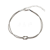 304 Stainless Steel 2-Strand Handmade Knot Snake Chain Bracelets for Couples BU0455-4-1