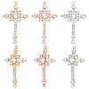Beebeecraft 6Pcs 3 Colors Brass Pave Clear Cubic Zirconia Connector Charms ZIRC-BBC0001-90-1