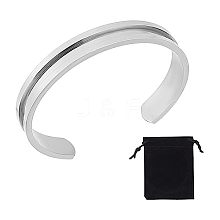 Unicraftale 1Pc C-Shaped 201 Stainless Steel Grooved Cuff Bangles STAS-UN0052-35