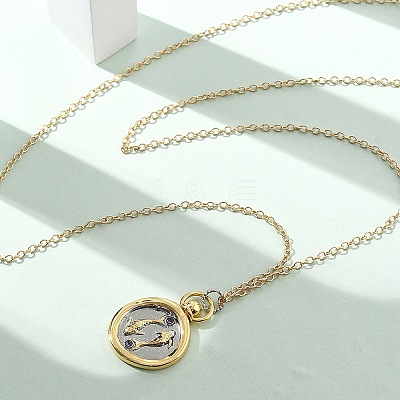 Brass Twelve Constellations Tarot Pendant Necklaces NJEW-Q006-01B-G-1