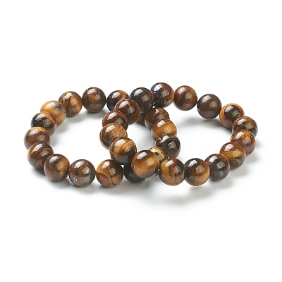 Natural Tiger Eye Beaded Stretch Bracelets BJEW-A117-E-29-1