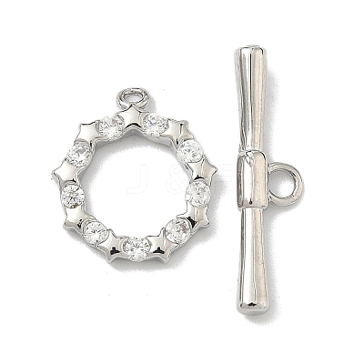 Star Brass Micro Pave Clear Cubic Zirconia Toggle Clasps KK-G548-27P-1