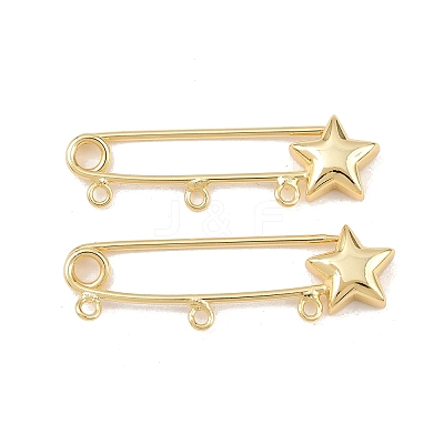 Star Brass Brooch Findings KK-Z132-01G-02-1