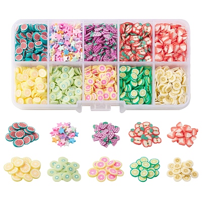 60G 10 Style Handmade Polymer Clay Cabochons CLAY-FS0001-31-1