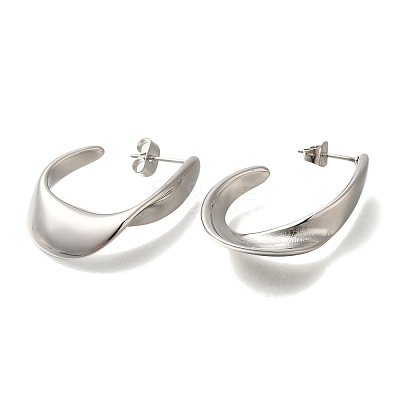 304 Stainless Steel Oval Stud Earrings for Women EJEW-S227-60P-1