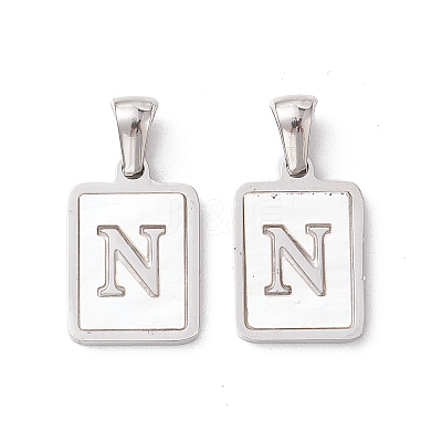 304 Stainless Steel Pave Shell Pendants STAS-G327-01P-N-1