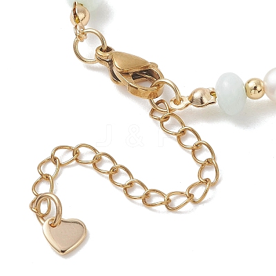 Natural Freshwater Shell & Natural Cultured Freshwater Pearl Rondelle Beaded Bracelets for Women BJEW-JB13281-1