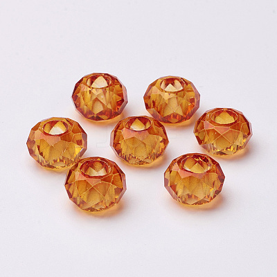 Fascinating No Metal Core Rondelle Dark Orange Charm Glass Large Hole European Beads Fits Bracelets & Necklaces X-GDA007-60-1