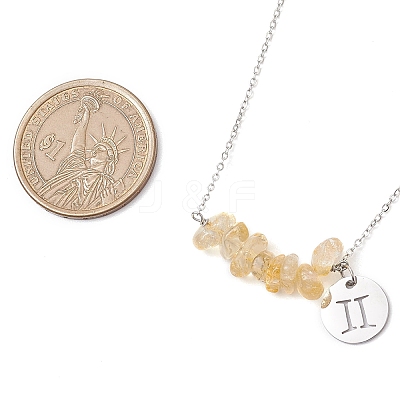 Natural Citrine Chip & Constellation Pendant Necklaces NJEW-JN05084-03-1