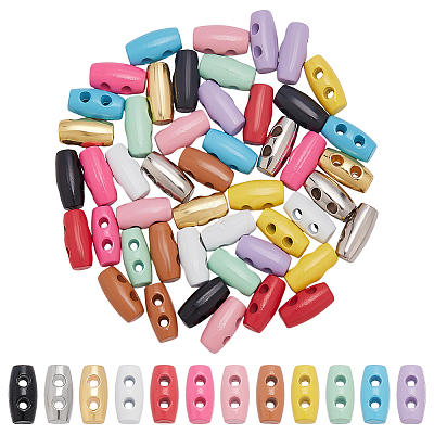 48Pcs 12 Colors 2-hole Alloy Horn Buttons FIND-FG0004-87-1