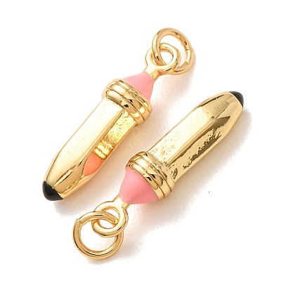 Brass with Pink Enamel Pendants KK-CBA2F11-33G-1