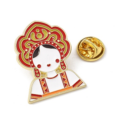 Ethnic Folk Girl Enamel Pins AL-Z002-01G-01-1