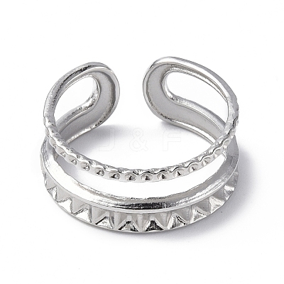 Non-Tarnish 304 Stainless Steel Open Cuff Ring Finding RJEW-C046-08P-1