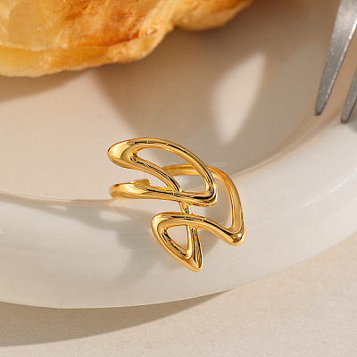 304 Stainless Steel Cuff Open Rings for Women ON6137-1