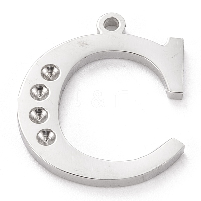 Tarnish Resistant 304 Stainless Steel Letter Pendant Rhinestone Settings STAS-J028-01C-1
