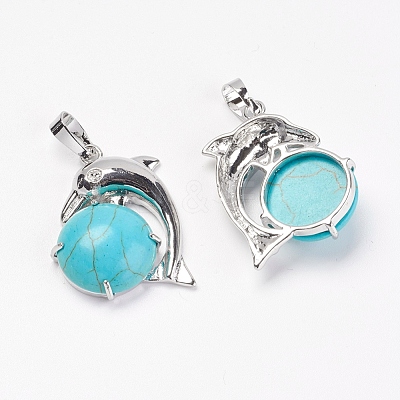 Synthetic Turquoise Pendants G-G713-A13-1