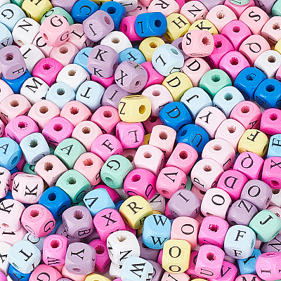 600Pcs Natural Wood Printed Beads WOOD-PA0001-48-1