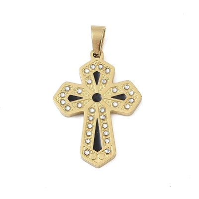 Ion Plating(IP) 304 Stainless Steel Enamel Rhinestone Pendants STAS-Q325-05G-G-1