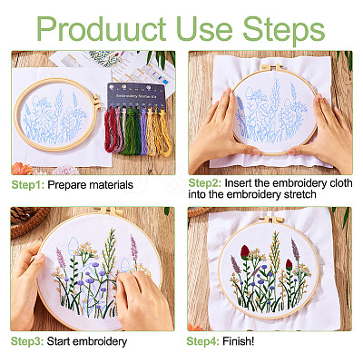 DIY Flower Pattern Embroidery Beginner Kits DIY-TAC0020-38-1