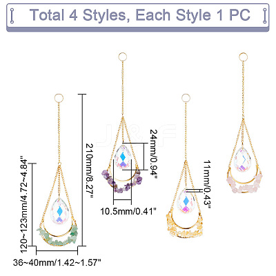 1 Set AB Color Plated Chandelier Glass Teardrop Pendant Decorations HJEW-GA0001-45-1