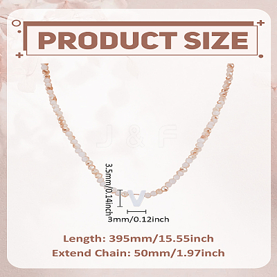 1Pc Glass Rondelle Beaded Necklaces NJEW-LP0007-23V-1