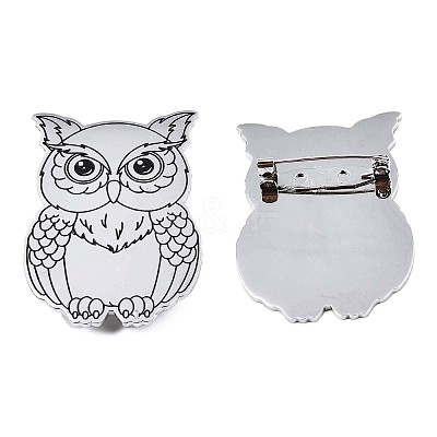201 Stainless Steel Owl Lapel Pin JEWB-N007-120P-1