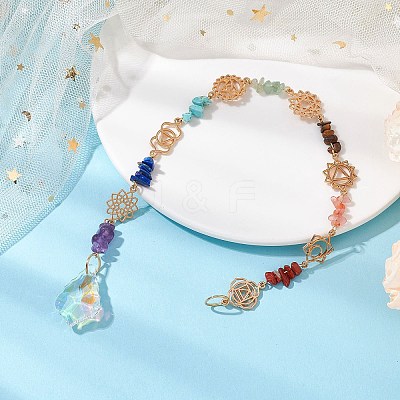 Chakra Natural & Synthetic Gemstone Chip Hanging Suncatchers HJEW-JM02361-1