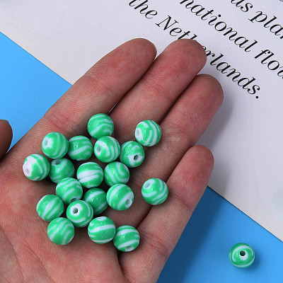 Opaque Striped Acrylic Beads MACR-S373-27D-07-1