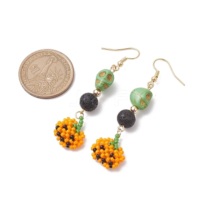 Glass Beads Pendant Dangle Earring EJEW-MZ00136-1