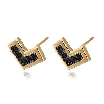 Rack Plating Brass Micro Pave Cubic Zirconia Stud Earring EJEW-C101-12G-1