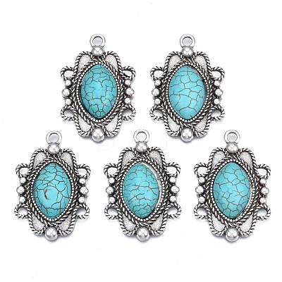 Synthetic Turquoise Pendants Settings for Enamel PALLOY-N157-031-1