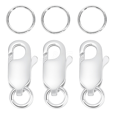 3Pcs 925 Sterling Silver Lobster Claw Clasps STER-SC0001-72-1