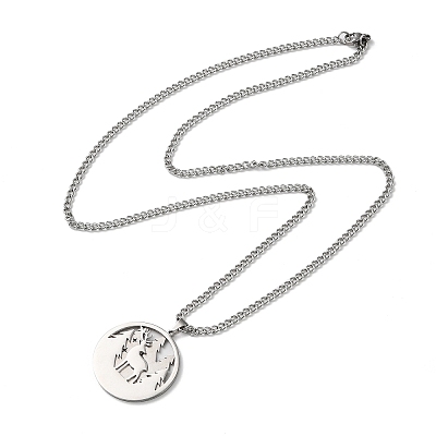 Non-Tarnish 304 Stainless Steel Double Layer Pendant Necklaces NJEW-D047-02P-1