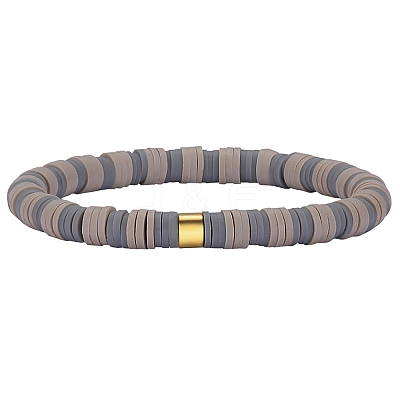 Polymer Clay Heishi Surfer Stretch Bracelet with 304 Stainless Steel Beaded BJEW-SW00112-06-1