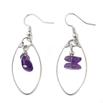 Natural Amethyst Dangle Earrings X-EJEW-JE02150-03-1