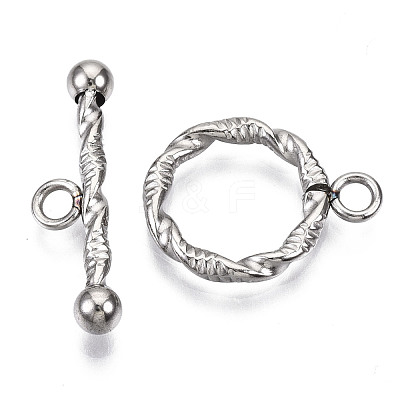 Tarnish Resistant 201 Stainless Steel Toggle Clasps X-STAS-R115-03-1