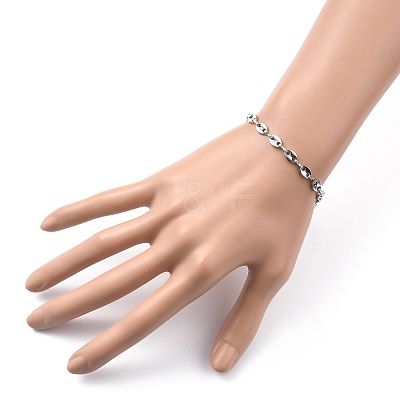 Tarnish Resistant 304 Stainless Steel Coffee Bean Chain Bracelets BJEW-JB05495-1