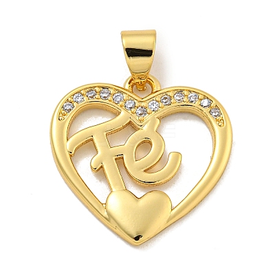 Rack Plating Brass Micro Pave Clear Cubic Zirconia Pendants KK-B091-49G-05-1