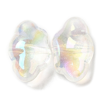 UV Plating Transparent Rainbow Iridescent Acrylic Beads X-OACR-C016-31C-1