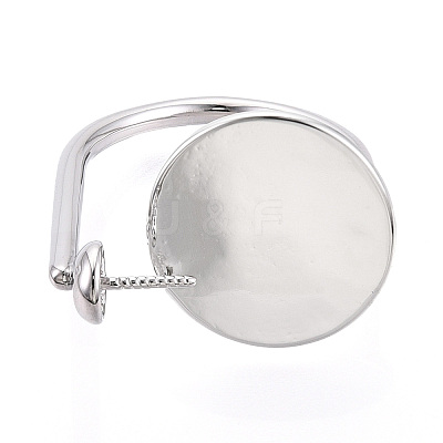 Flat Round Brass Cuff Ring Settings KK-T076-67P-1