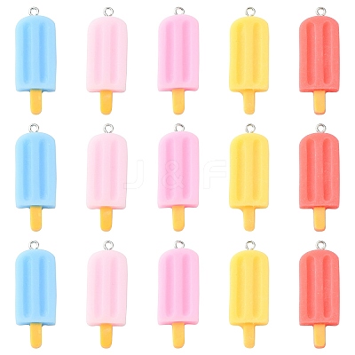 40Pcs 5 Colors Opaque Resin Pendants RESI-CJ0002-99-1