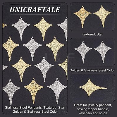 16Pcs 4 Style 304 Stainless Steel Pendants STAS-UN0038-32-1
