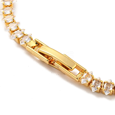 Rack Plating Brass Rhombus Link Bracelet with Cubic Zirconia Tennis Chains BJEW-Q771-02G-1