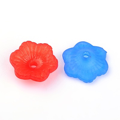 Mixed Frosted Flower Shaped Transparent Acrylic Bead Caps X-PAF087Y-1