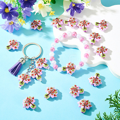 20pCS Printed Opaque Acrylic Beads OACR-TA0004-75B-1