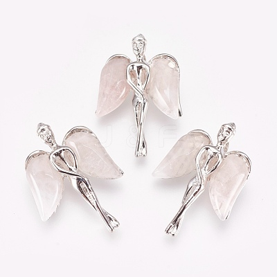 Natural Rose Quartz Pendants KK-G346-02B-1