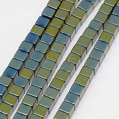 Electroplate Non-magnetic Synthetic Hematite Beads Strands G-J170A-4x4mm-05-1